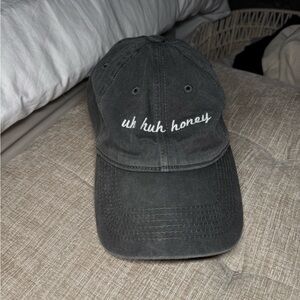 Brandy Melville "uh huh honey" Embroidered Hat - Grey - One Size